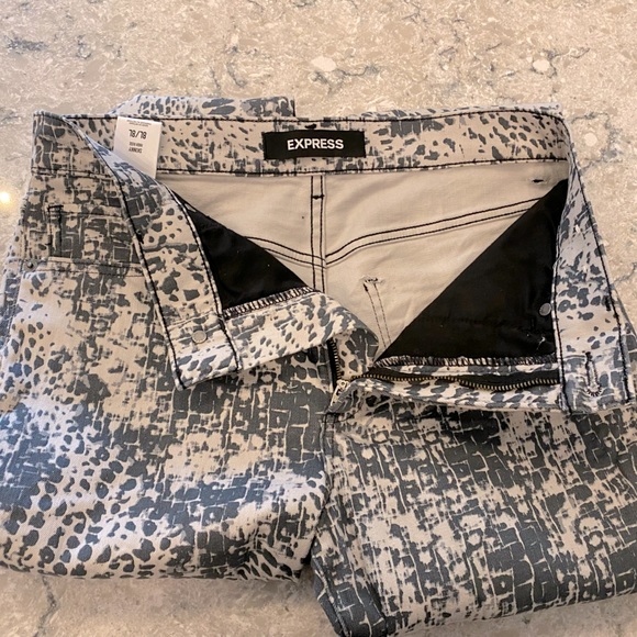 Faux snakeskin denim (navy and cream) 8Long - Picture 2 of 2